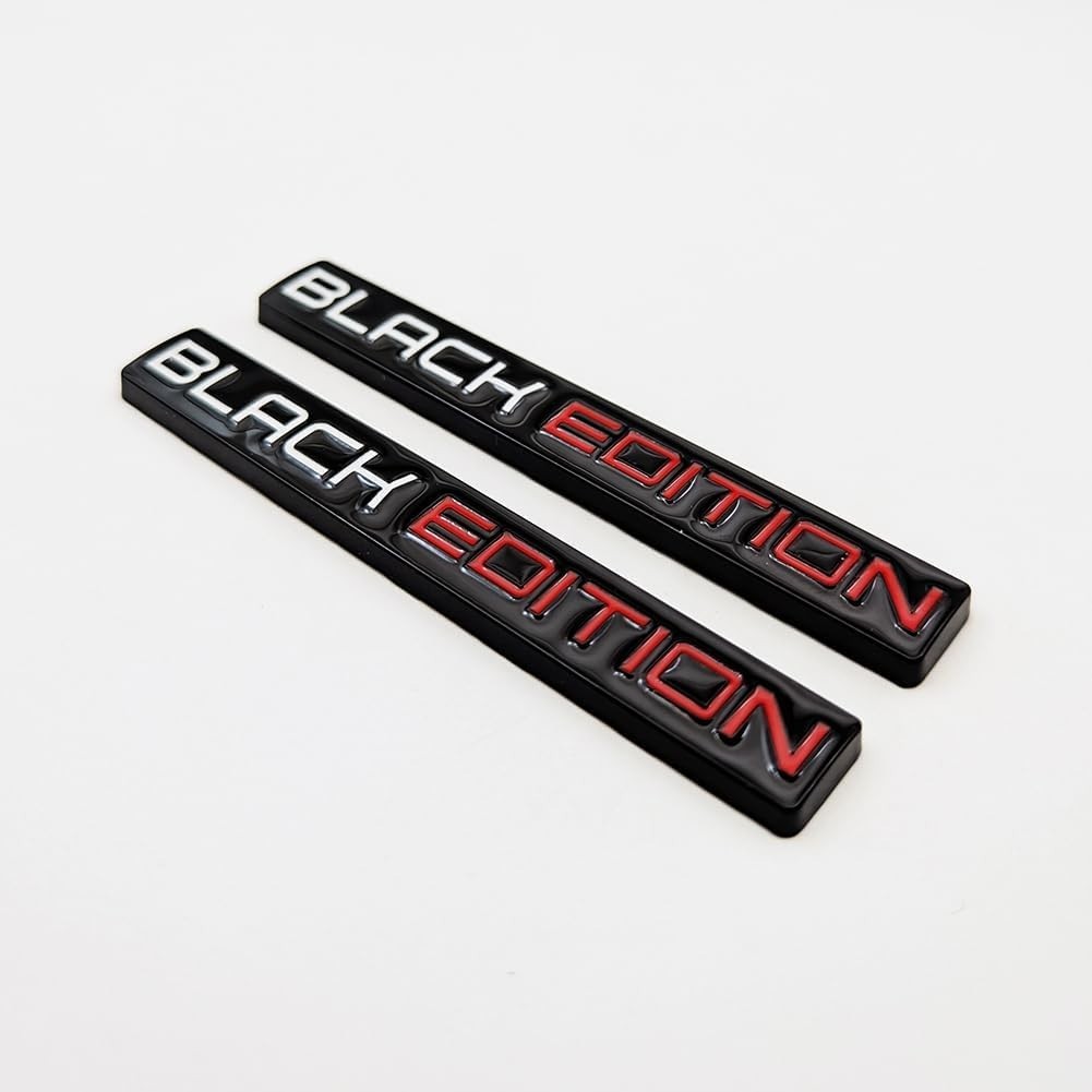 2X Chrome Metal Black Edition Car Emblems – 3D Auto Badge, Universal Fit