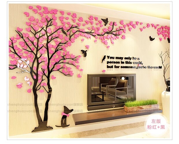 3D Flower Tree Wall Sticker Home Room DIY Art Decor Decal Romantic Acrylic Mural