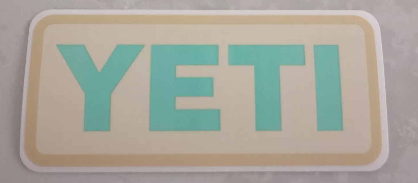 Authentic NEW YETI Decal Tan & Cyan/Teal Sticker