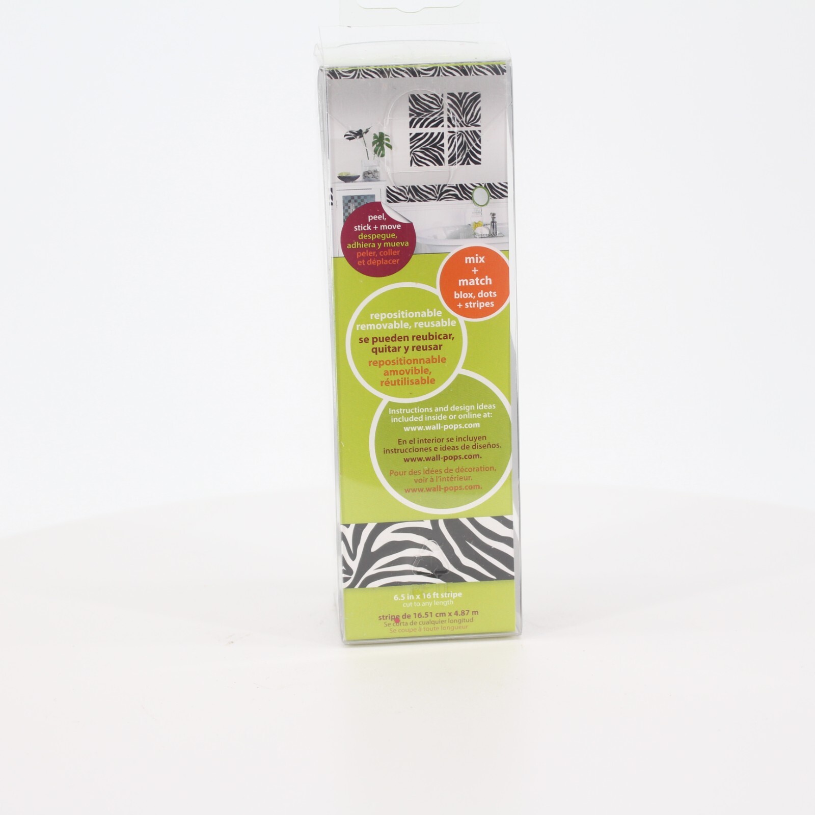 Wall Pops! Stripe Decor Art Go Wild Peel & Stick 6.5"x16ft Reusable Removable
