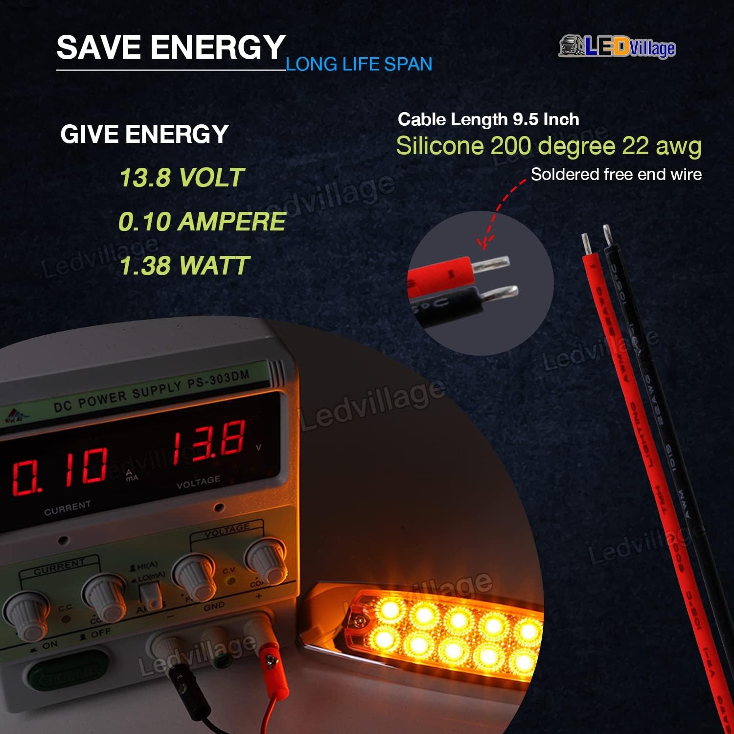 20 Pcs 12V DC 6.4 Inch Amber LED Side Marker Clearance Lamp Heavy Truck Lighting
