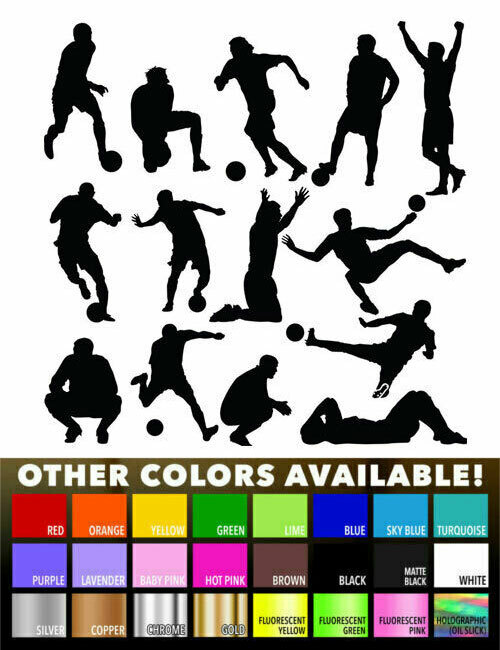 14 Soccer Players Vinyl Sticker Childrens Room Wall Decal Nursery home party kid