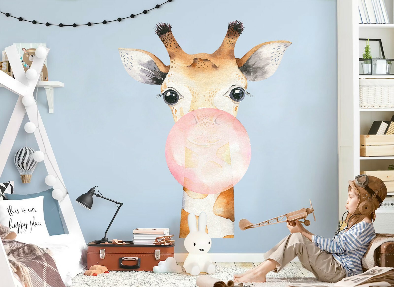 Baby Animal Head Giraffe Koala Raccoon Panda Peel And Stick Decal Wall Stickers