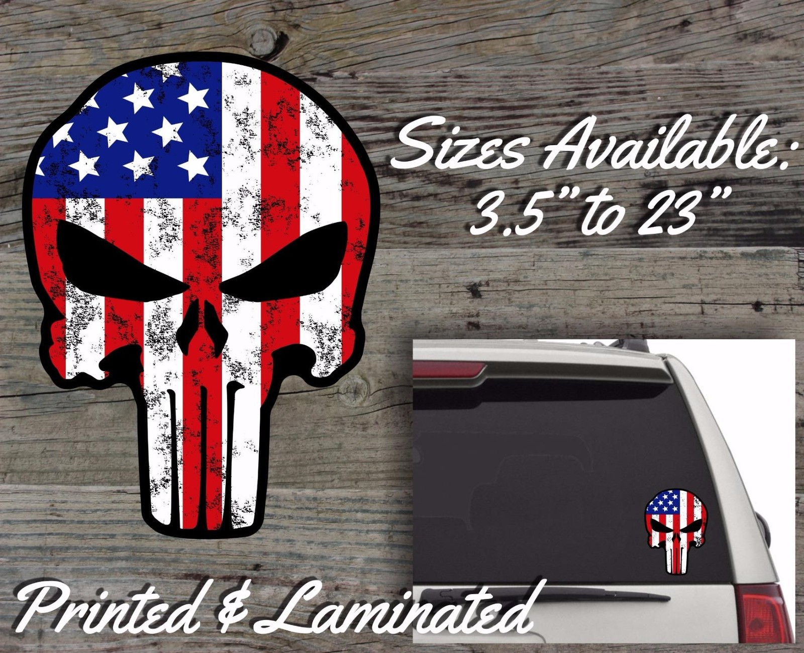 Punisher Skull Decal American Flag Sticker Military Sniper USA Phone Truck Car