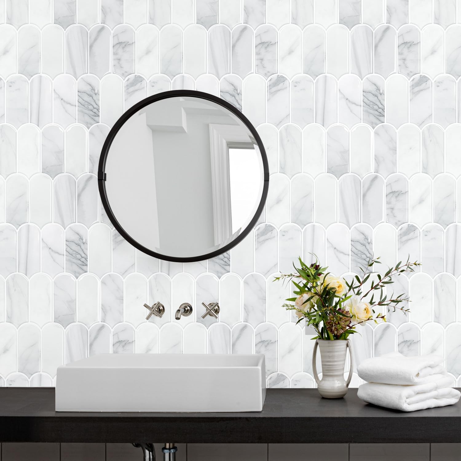 Upgraded Thicker Design Peel and Stick Backsplash Tile, 10-Sheet Statury Whit…