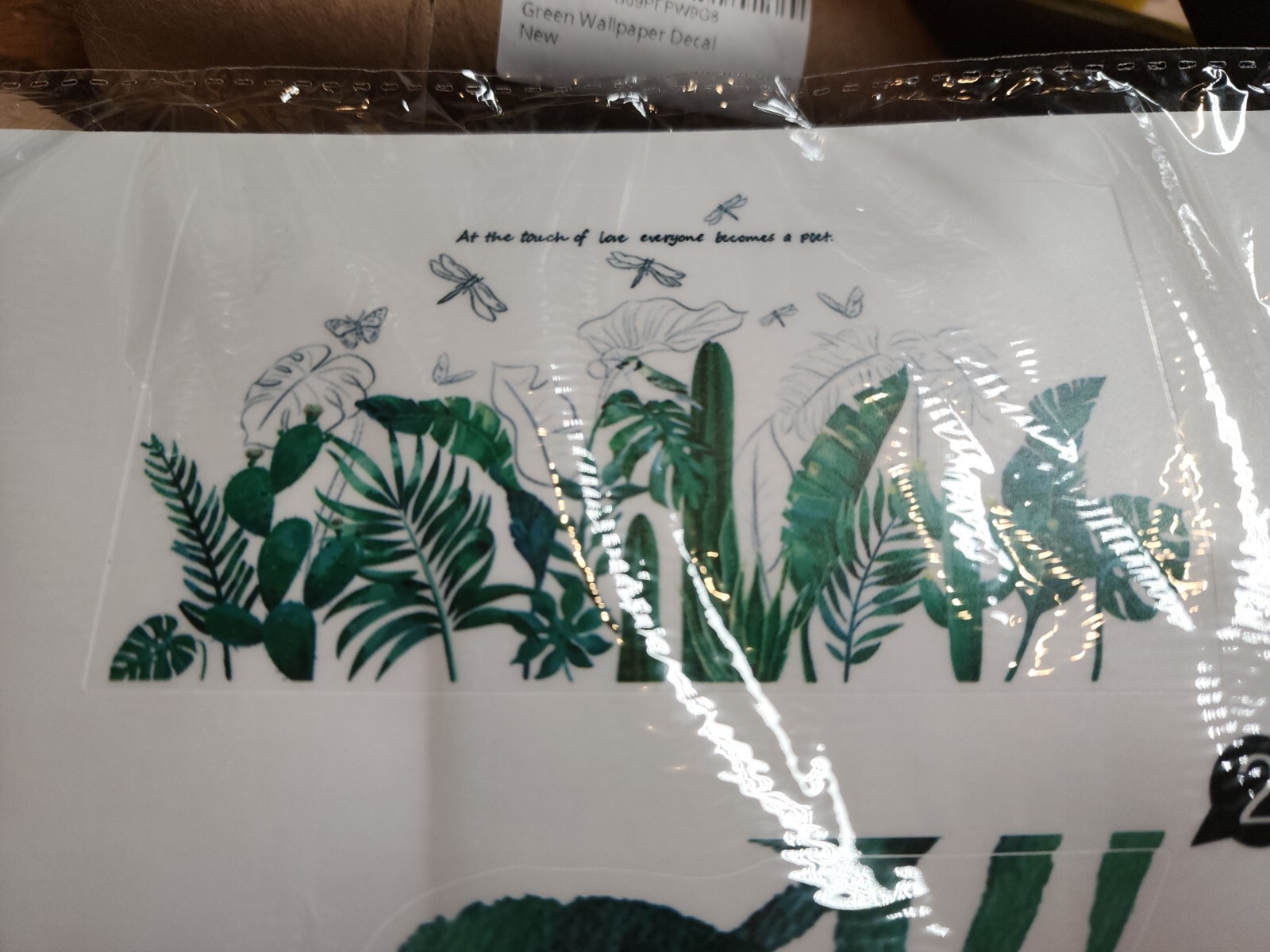 Tropical Leaves Decals with Cactus Bird Butterfly Dragonfly Look