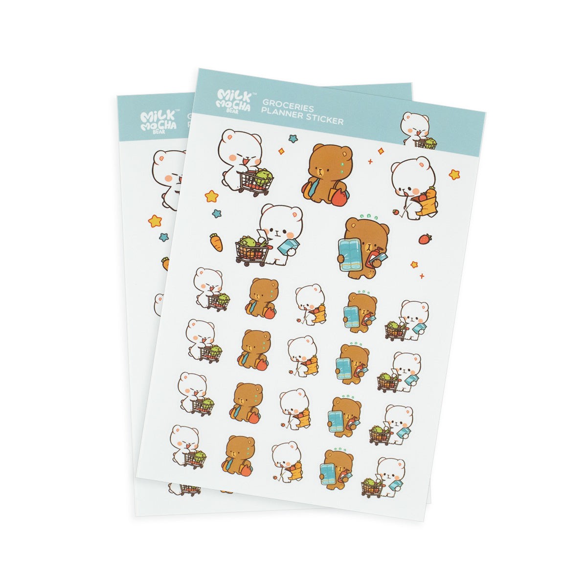 Milk Mocha Bear: Groceries Planner Sticker Sheets