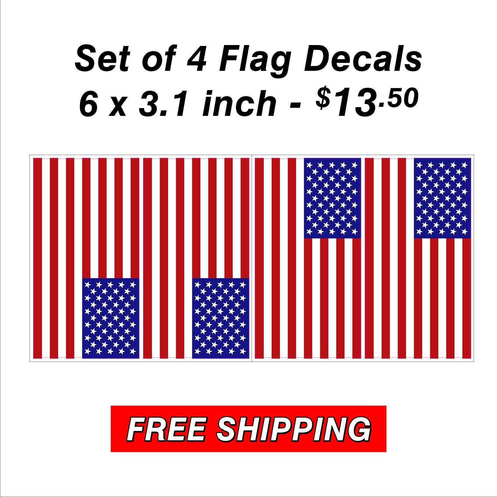 Set of Right and Left American Flag Stickers
