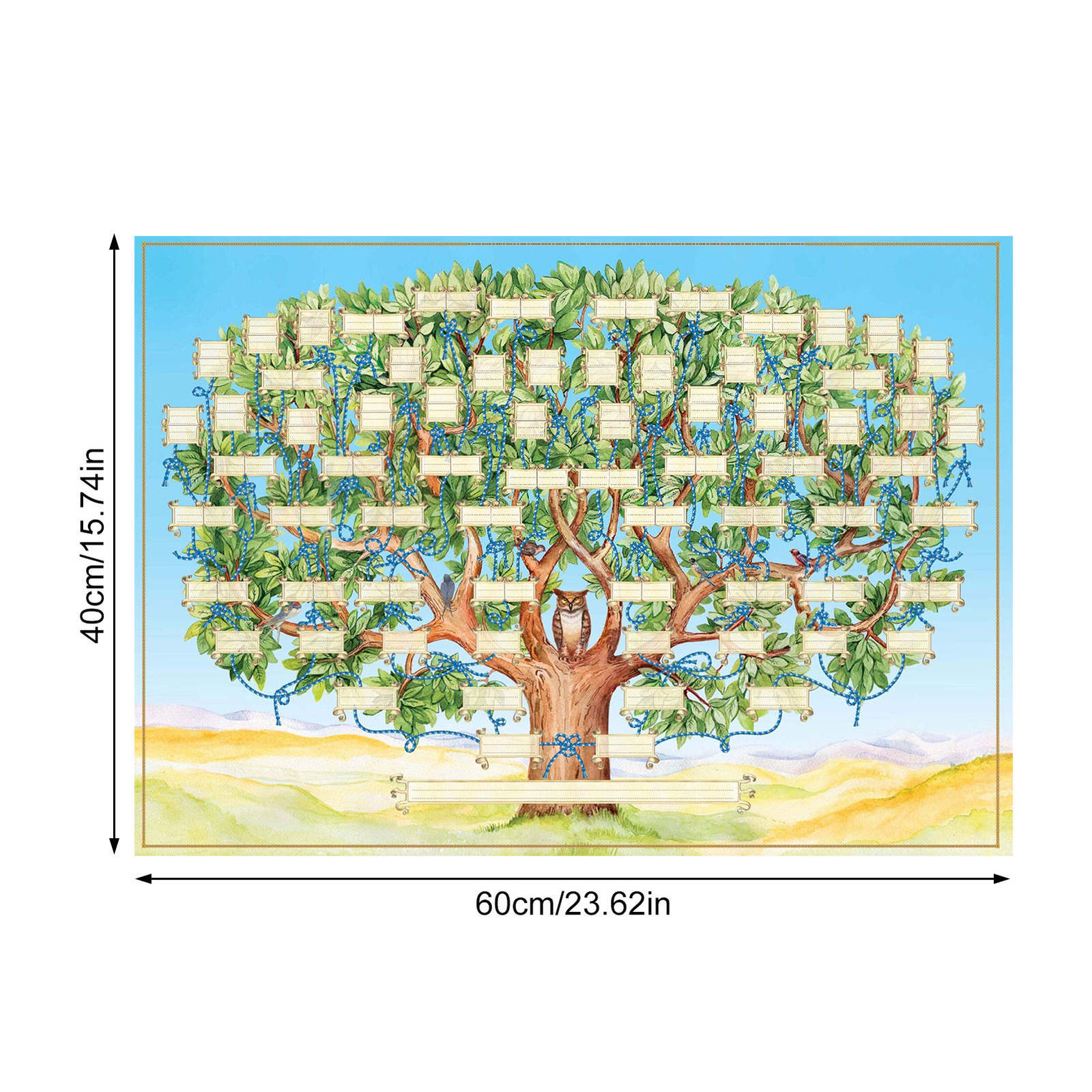 Family Tree Diagram Genealogy Blank Fillable Chart Wall Hanging Decor Poster