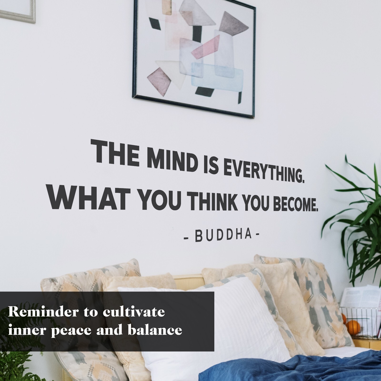 Mind is Everything Buddha Wall Decal Inspirational Sticker Quote Decor