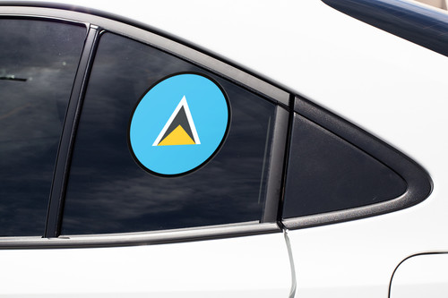 Saint Lucia Flag Circle Sticker Decal