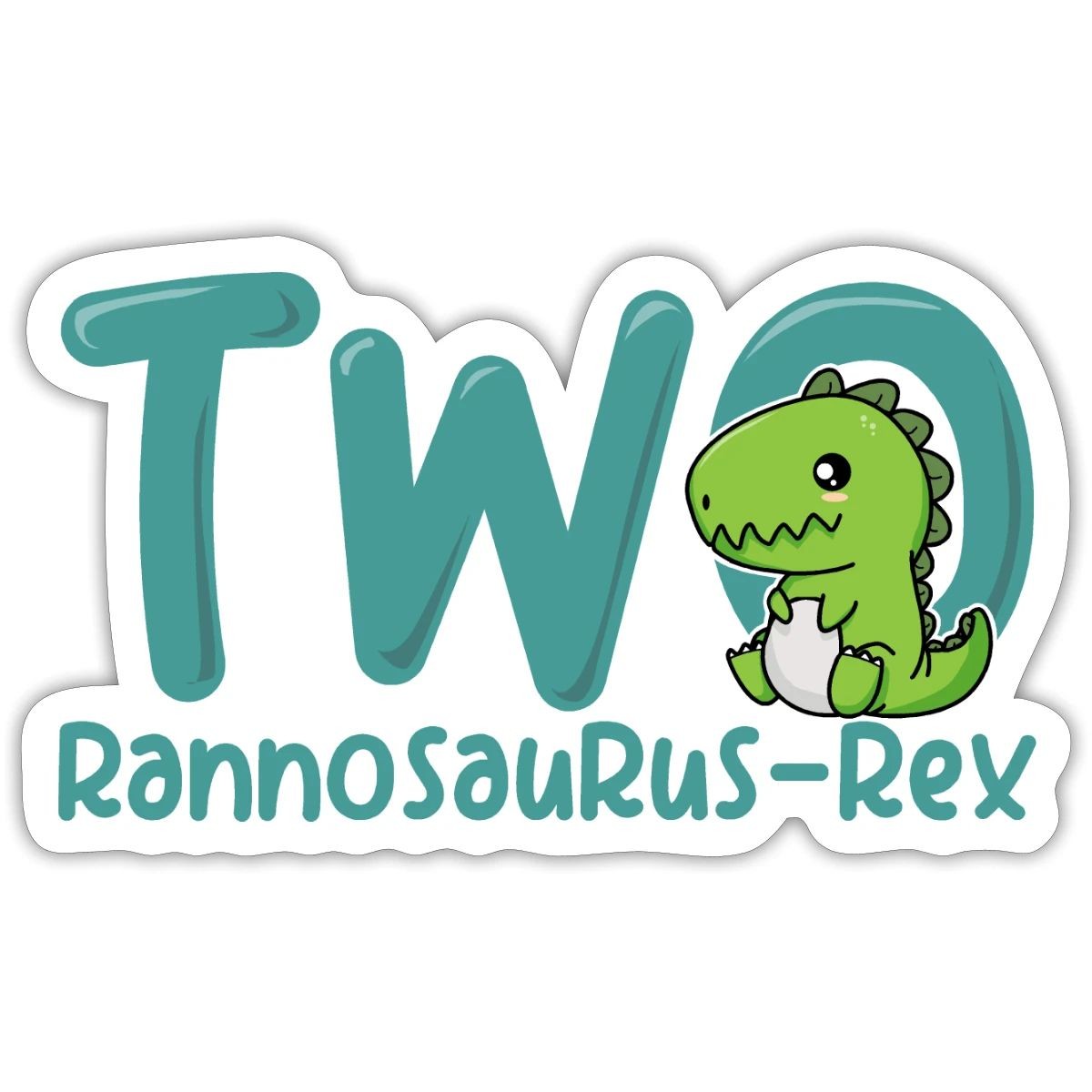 Funny Cute Two-Rannosaurus Rex Dino Sticker, max. 4 x 4"