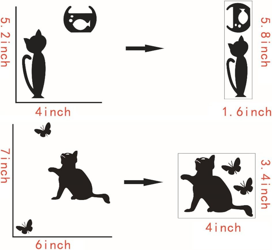 Removable Switch Sticker, 6 Pcs Cute Black Cats Cartoon Wall Sticker, Light Swit
