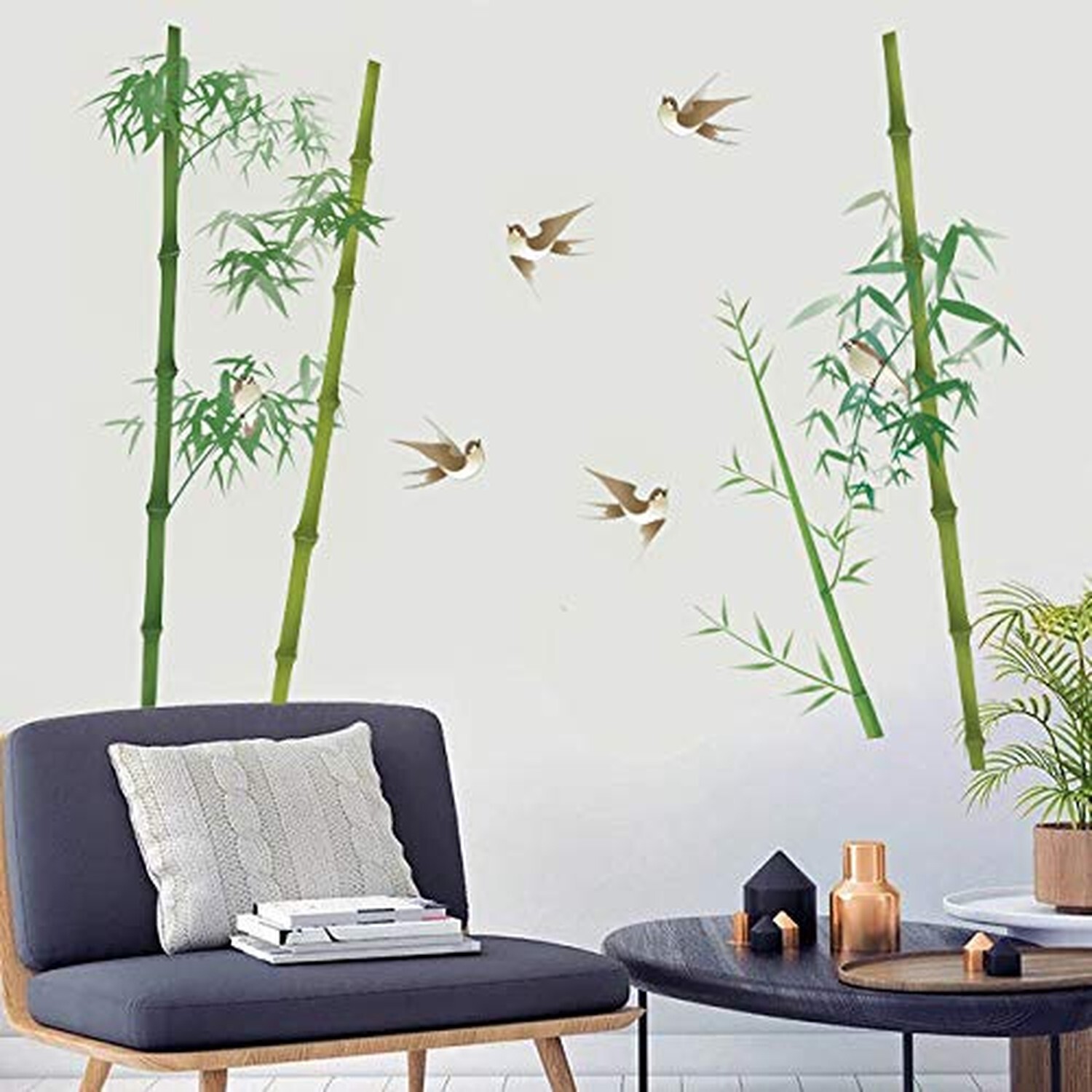 Runtoo Bamboo Wall Decal Birds Plants Wall Stickers Living Room Bedroom Wall …