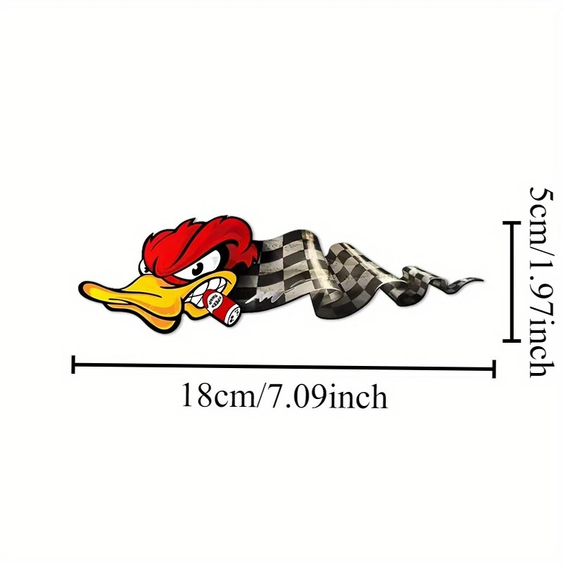 Angry Duck Cigar & Racing flag Decal Waterproof Vinyl Sticker 7"