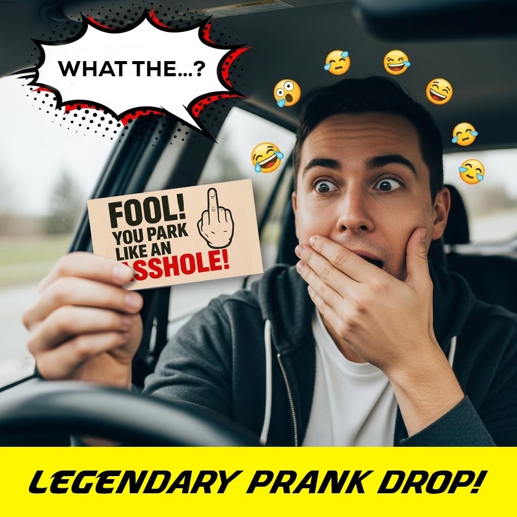 Funny Parking Prank Cards – "You Park Like an A*shole" – 50 Realistic Gag Gift N
