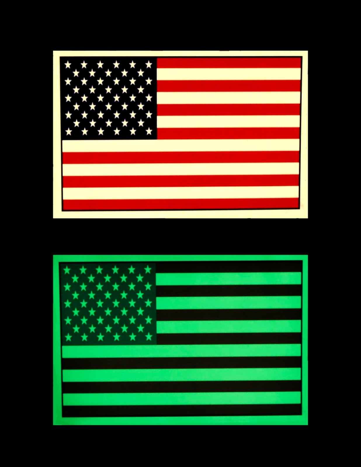 Glow in the Dark American US Flag Vinyl Sticker Large ~ 8"X5"