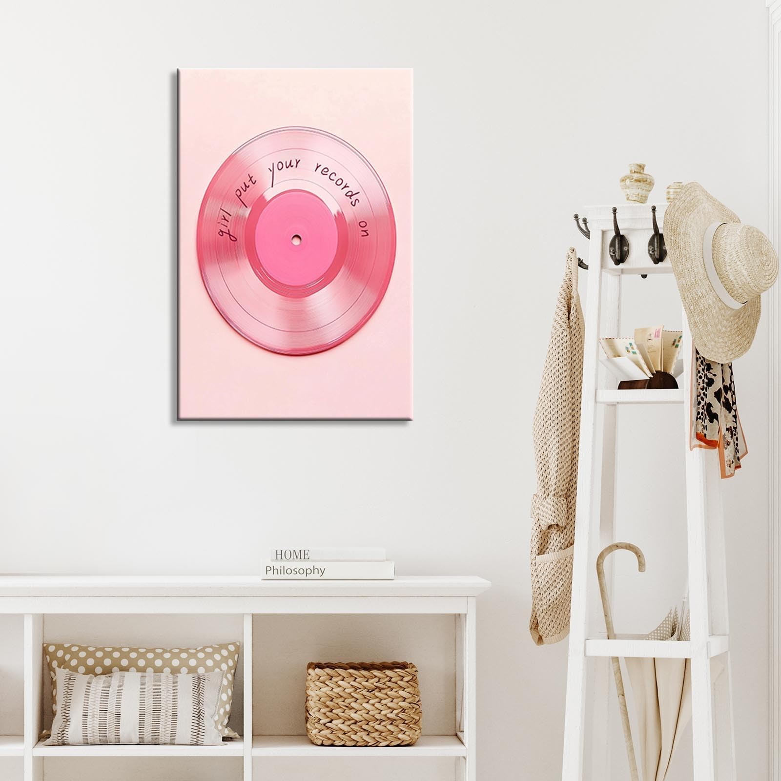 Vintage Light Pink Vinyl Record Wall Art Poster Retro Maximalist Eclectic Can…