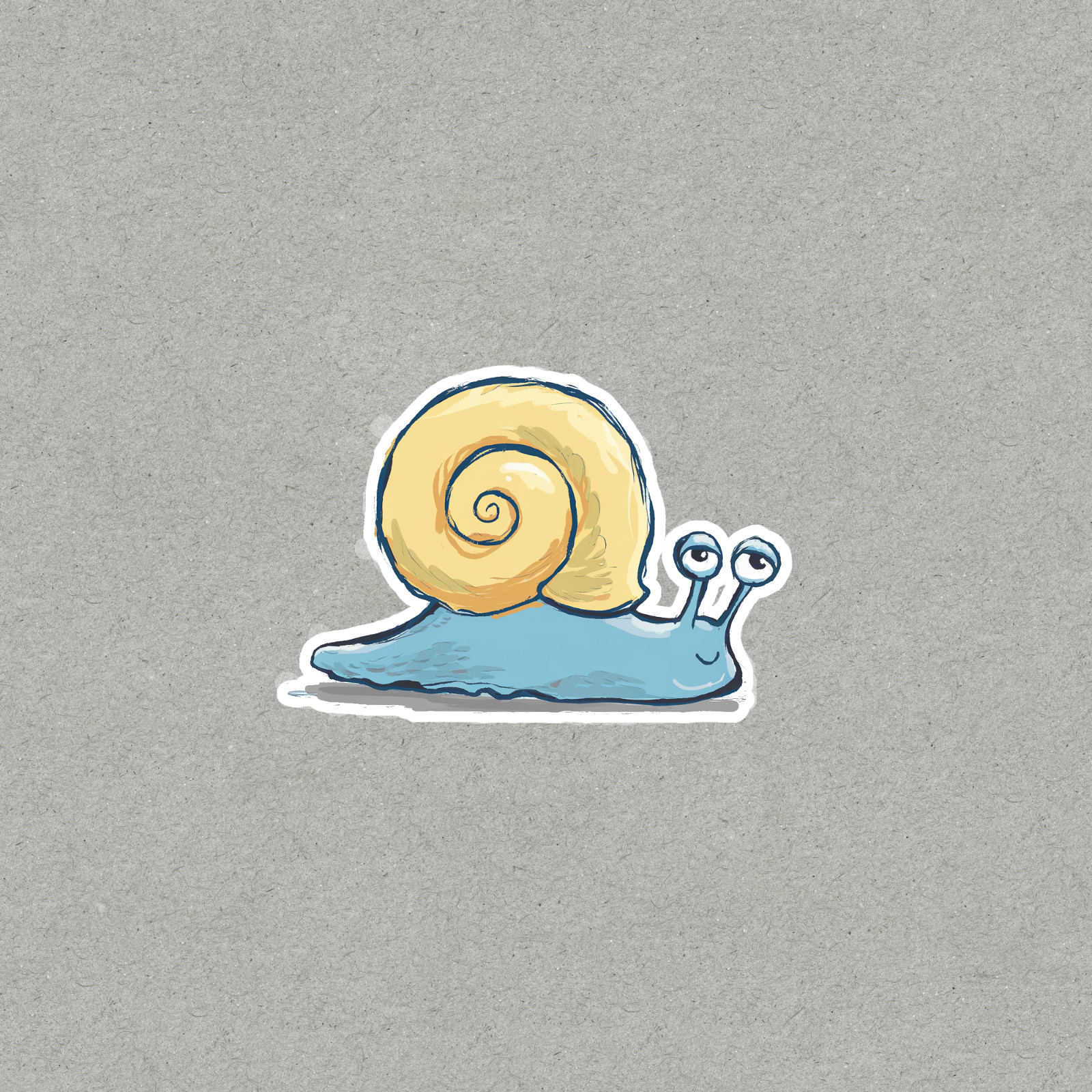 Whimsical Cartoon Snail Sticker: Adorable Blue and Yellow Creature Art #977