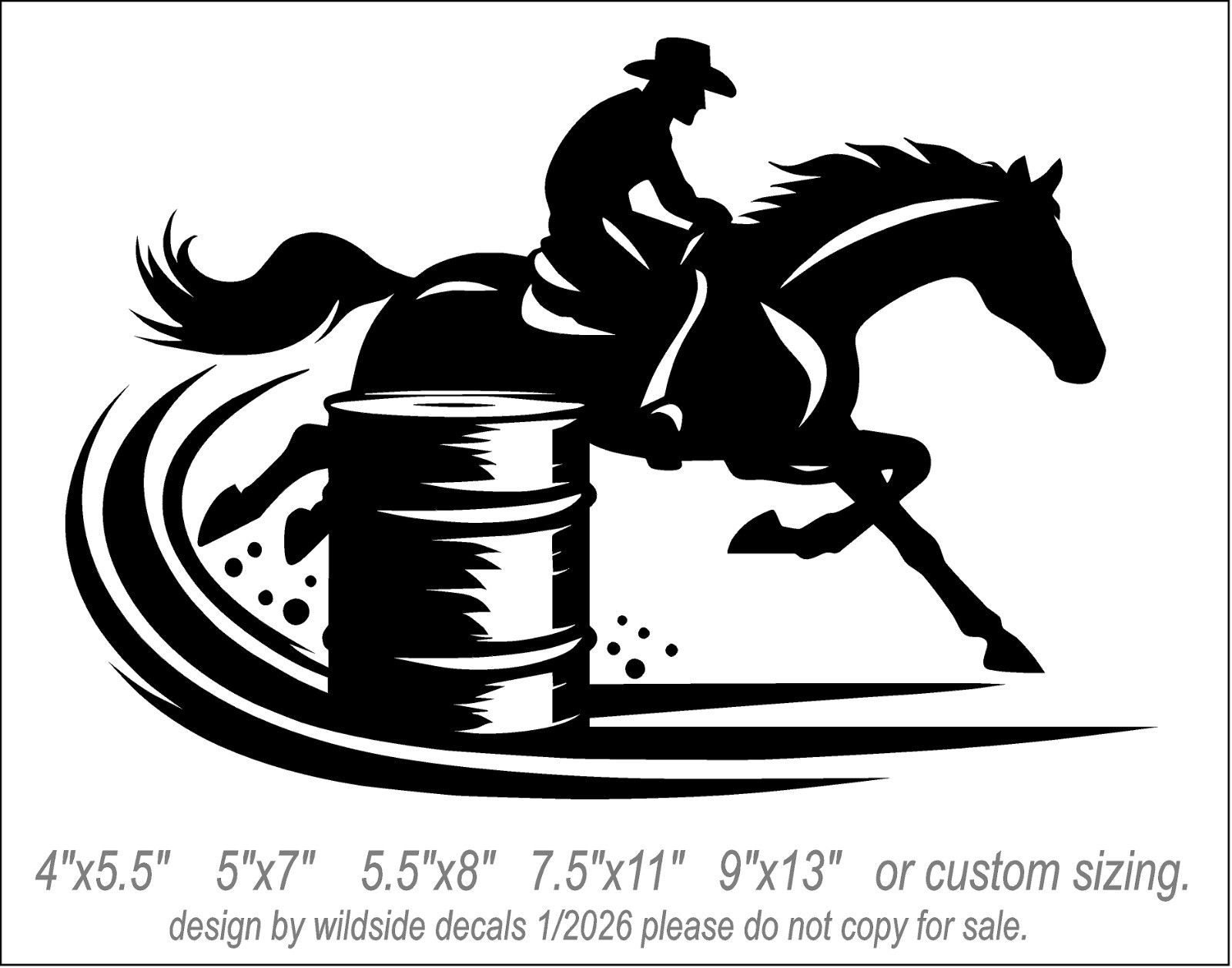 Male Barrel Racer Vinyl Decal car window horse trailer sticker