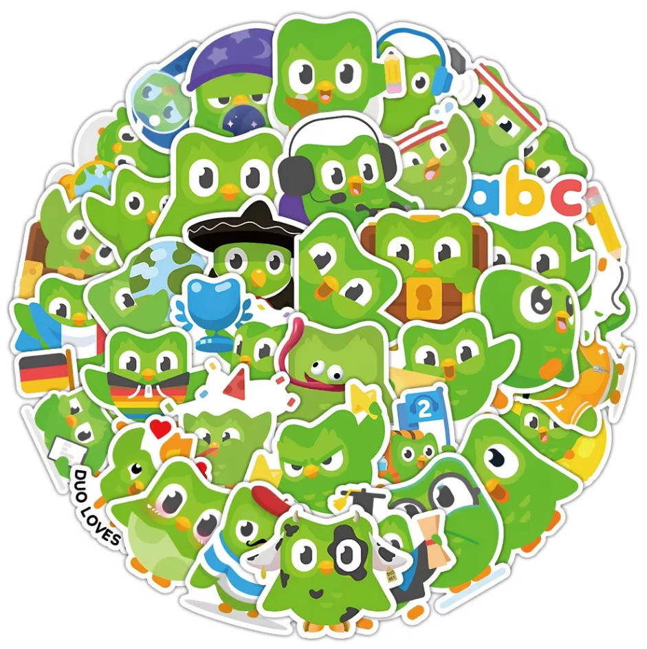 50 Pc Duolingo Duo Owl Stickers Cute Kawaii Decoration USA Shipping