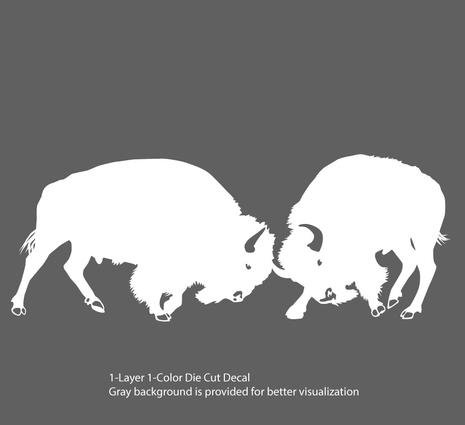 Bison Ox Charging 4 Prairie Run White or Black Decal 6Yrs Outdoor Vinyl Sticker