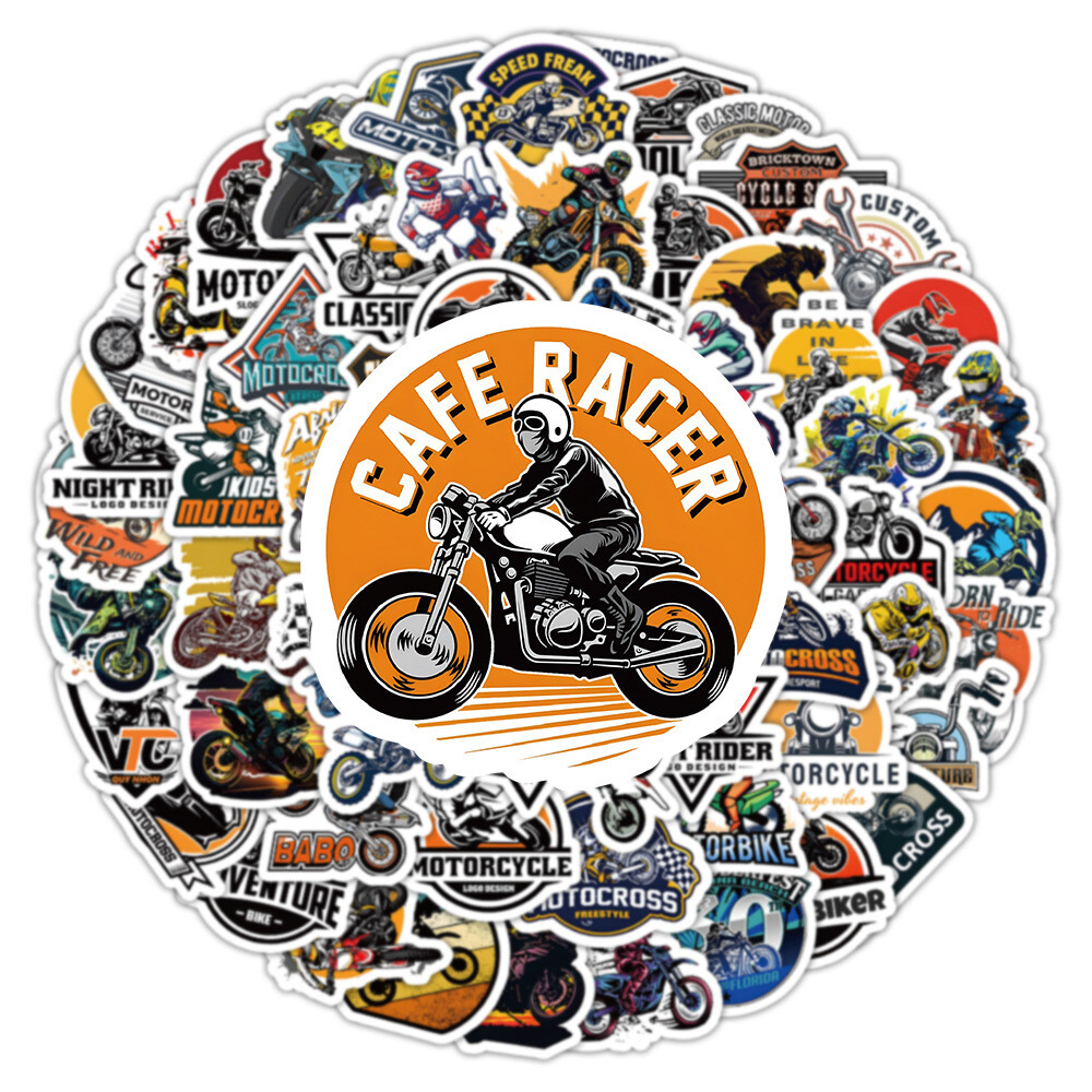 100Pcs Motorcycle Stickers for Kids Water Bottle Laptop Waterproof Scrapbooking