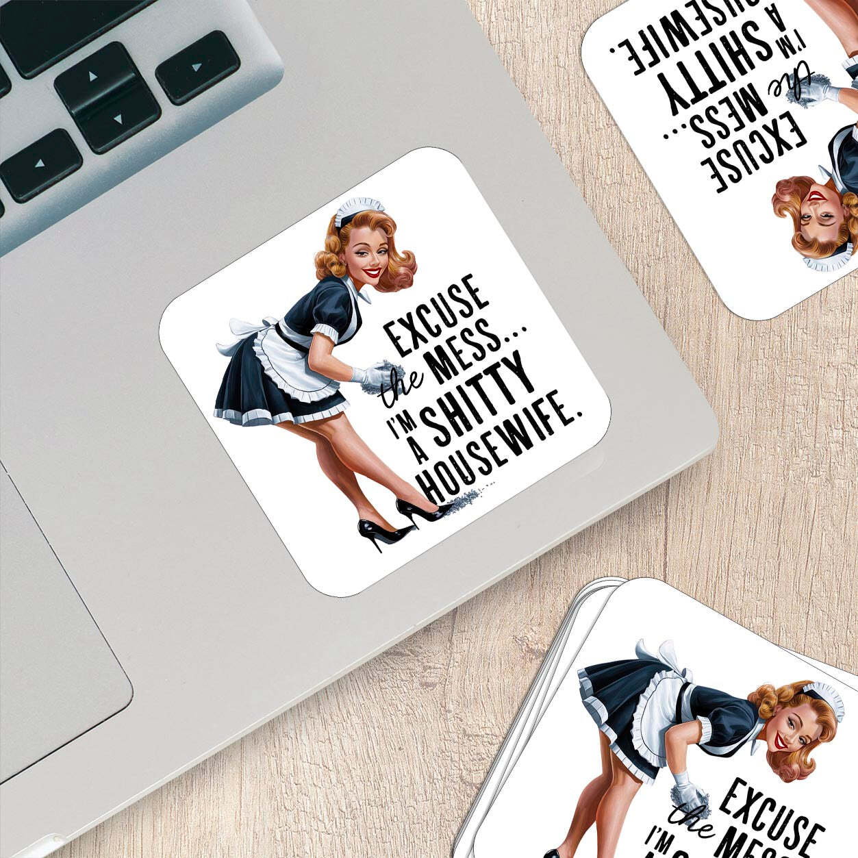 Sarcastic Pinup Girl Sticker – Weatherproof Vinyl for Laptops & Water Bottles