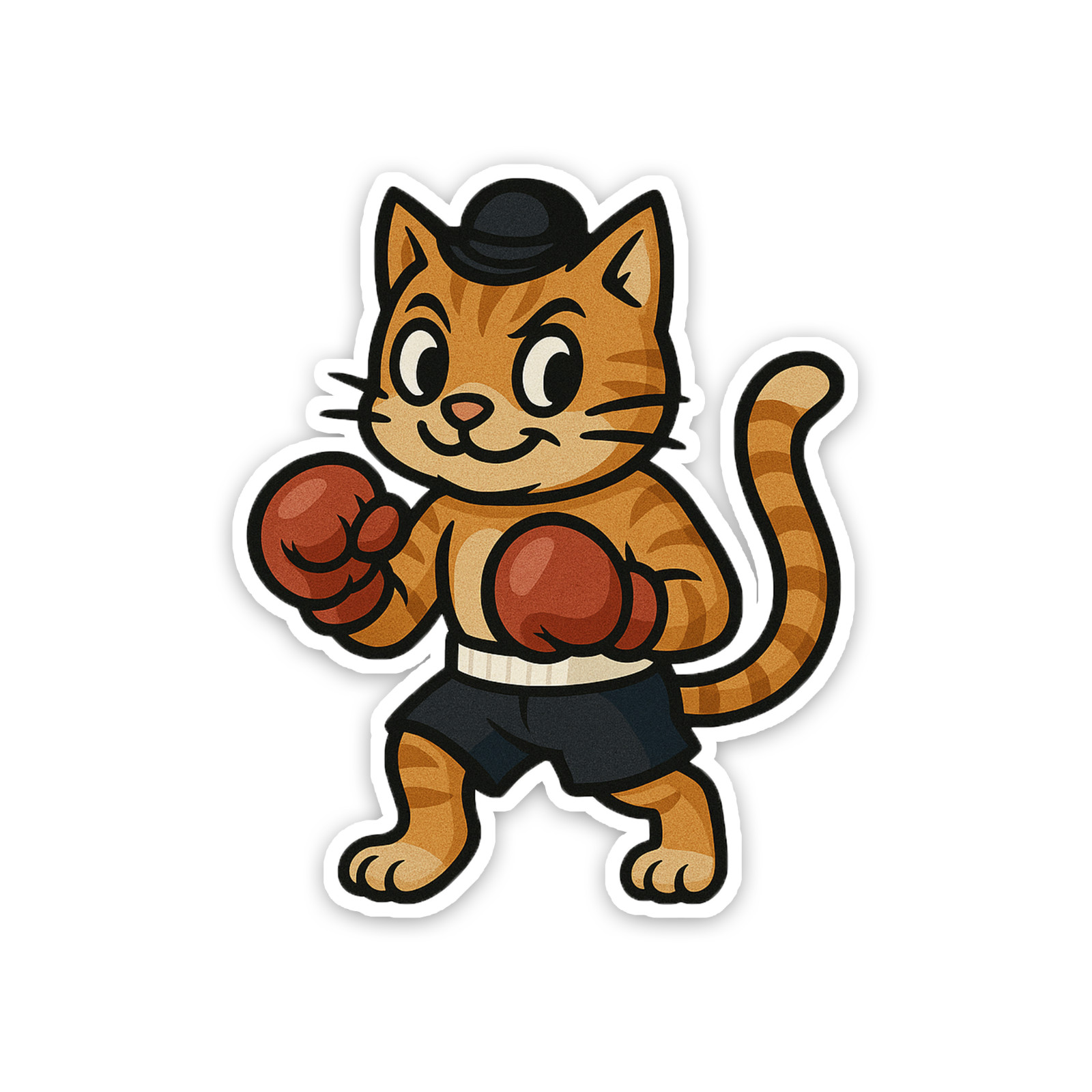 Boxing Cat Sticker 4 Inch Vinyl Decal Cartoon Original Art Waterproof Indoor/Out