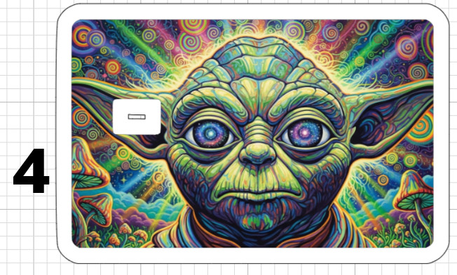 Psychedelic Yoda ATM Debit Credit Sticker Skin 420 Star Wars Jedi Sith Pot USA