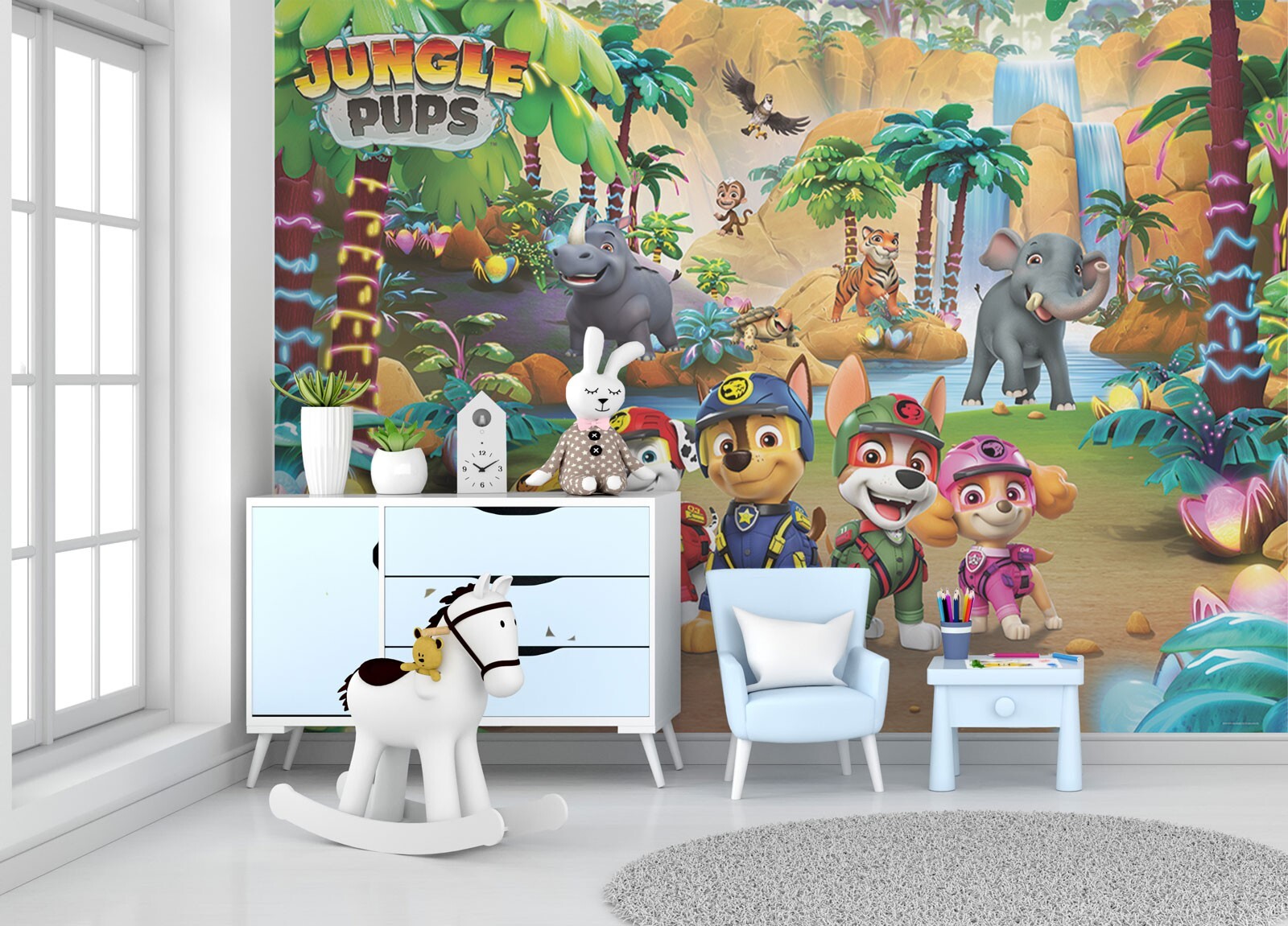 252x182cm wallpaper mural children's bedroom photo wall Paw Patrol Jungle Pups