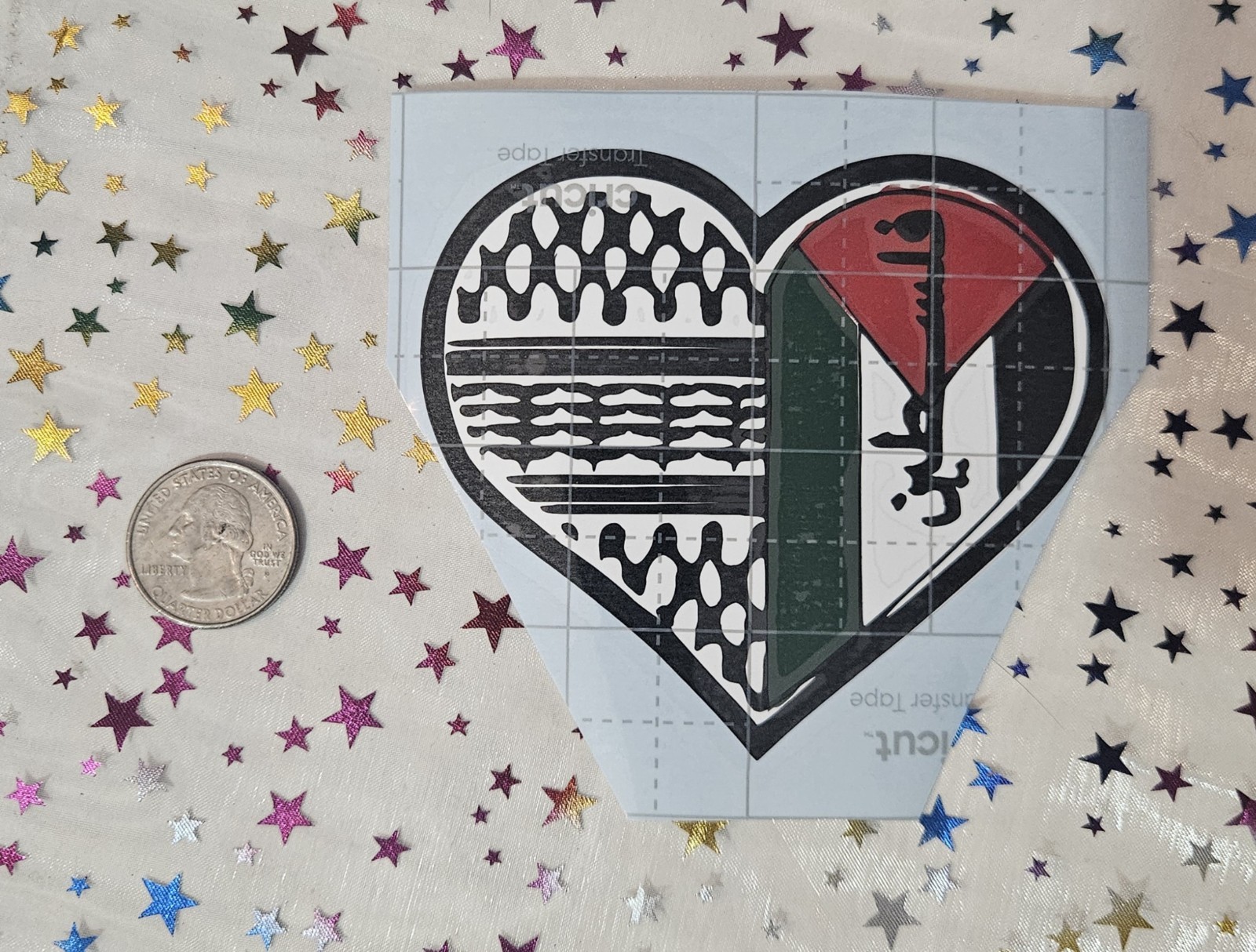 Handmade Free Palestine Heart Vinyl Sticker Decal