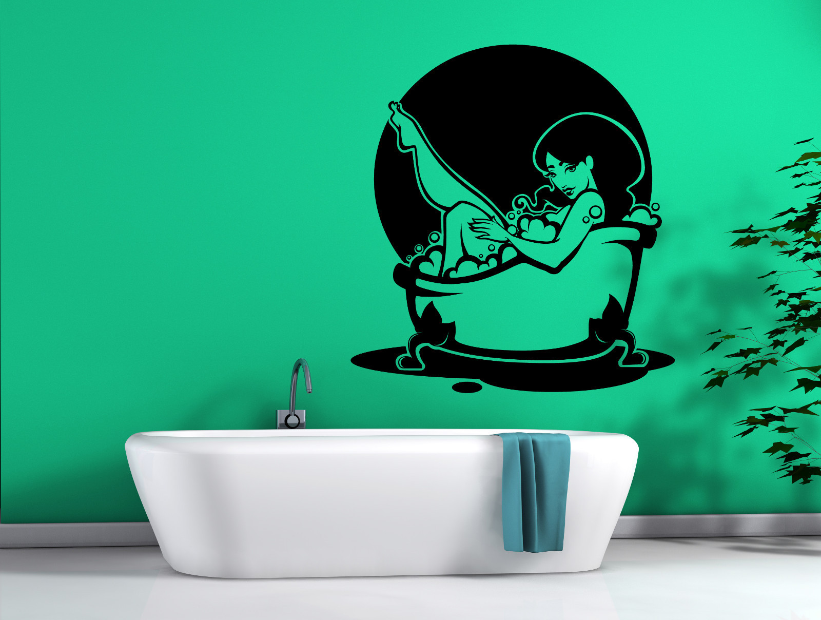 Wall Vinyl Decal Bathroom Relaxation Water Bathing Bubbles Interior Decor z4722