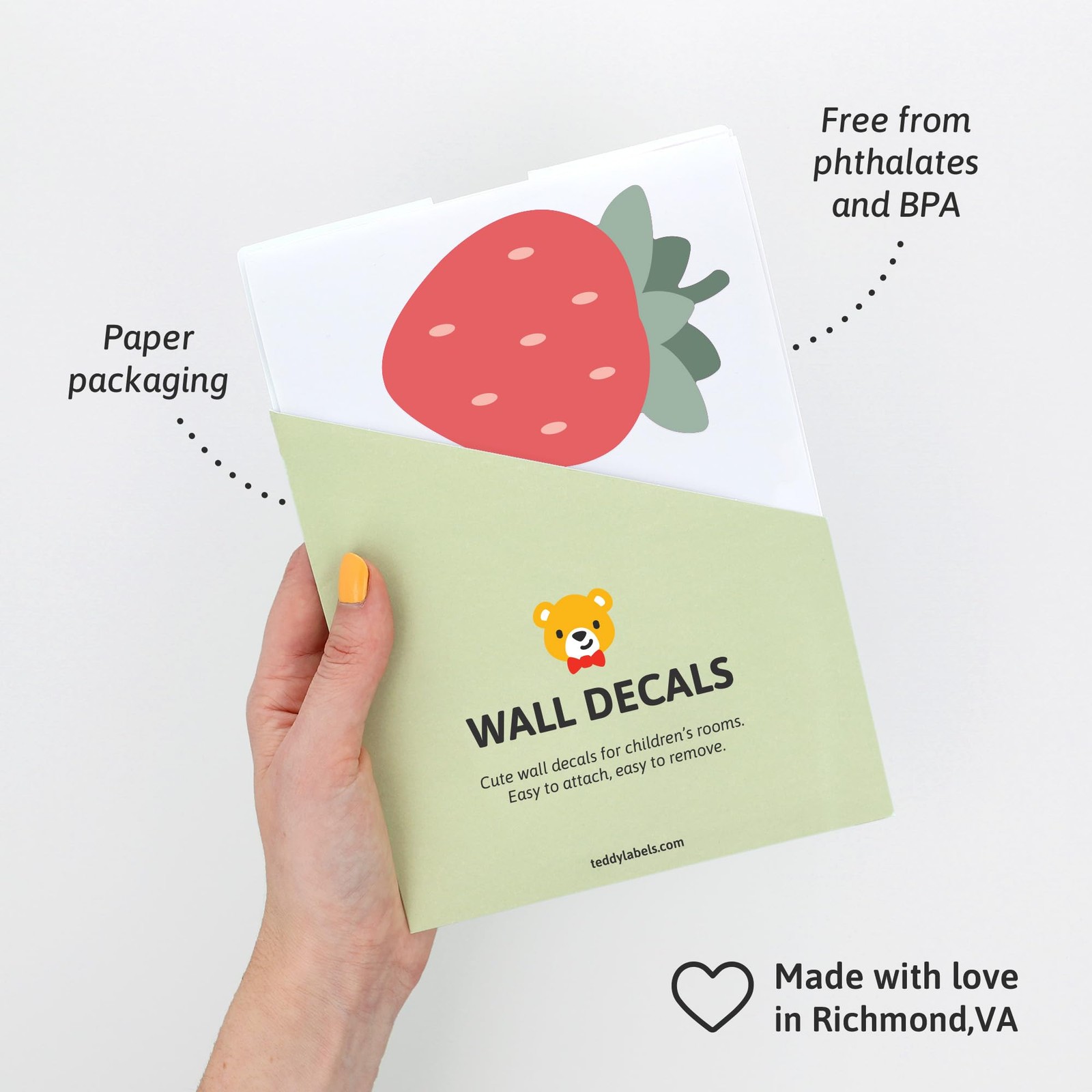 – Strawberry and Flower Wall Decals – Easy-to-Apply & Removable Wall Stickers…