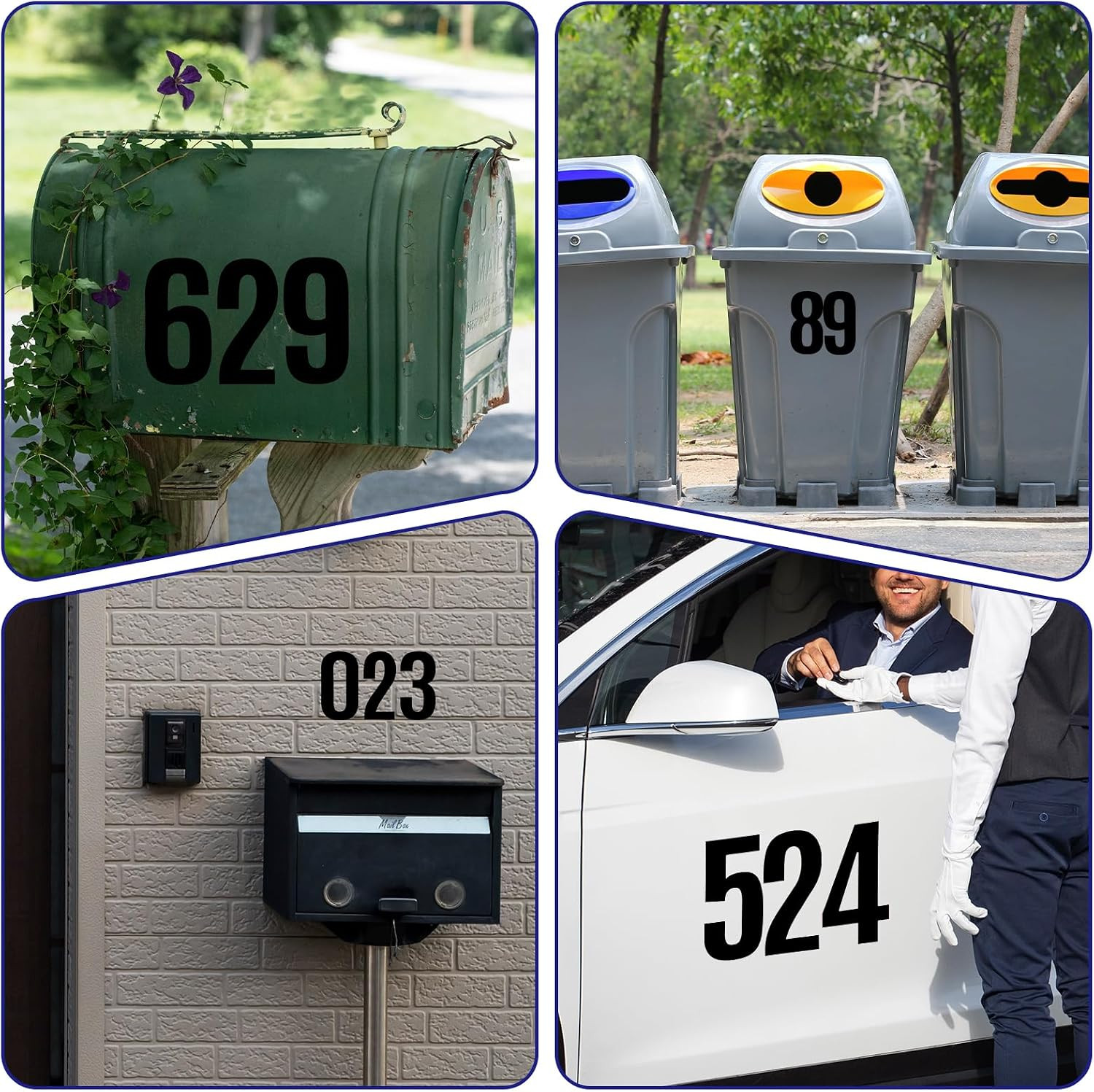 8 Sheets Black Number Stickers 0-9, 4 Inch Vinyl Waterproof Reflective Mailbo…