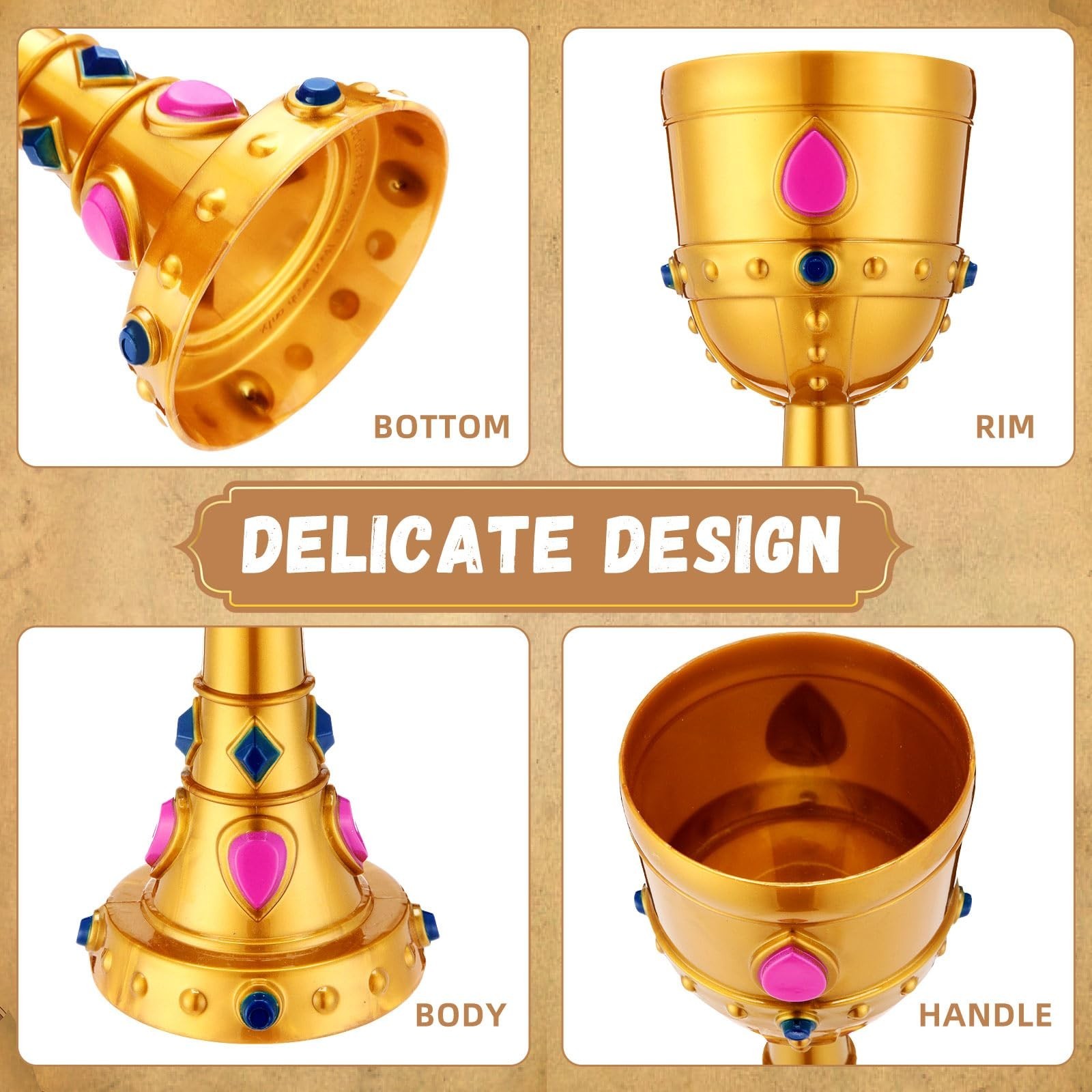 12 Pcs Medieval Molded Crown Goblets 8 oz Colorful Jeweled Goblet Vintage Pla…