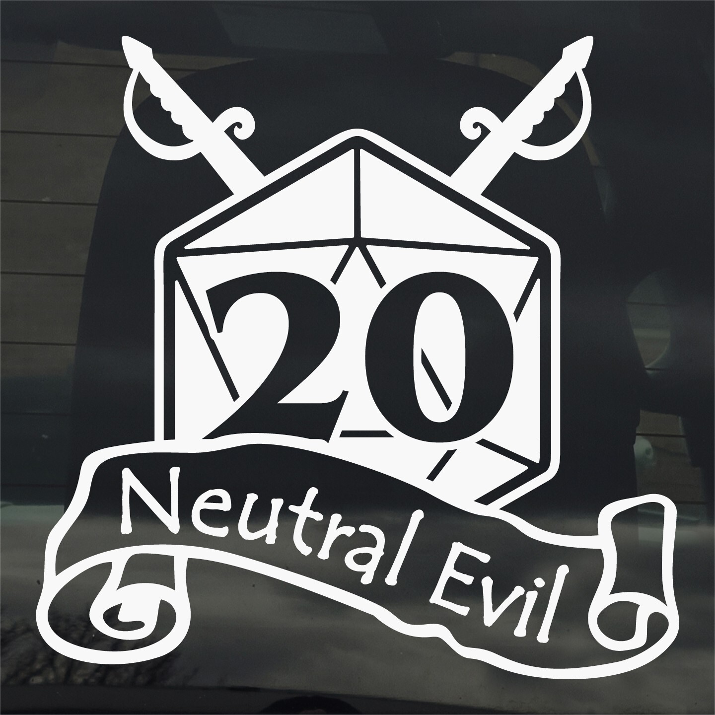 Neutral Evil D20 Vinyl Sticker Decal Gaming RPG TTRPG Role Play Car Laptop More