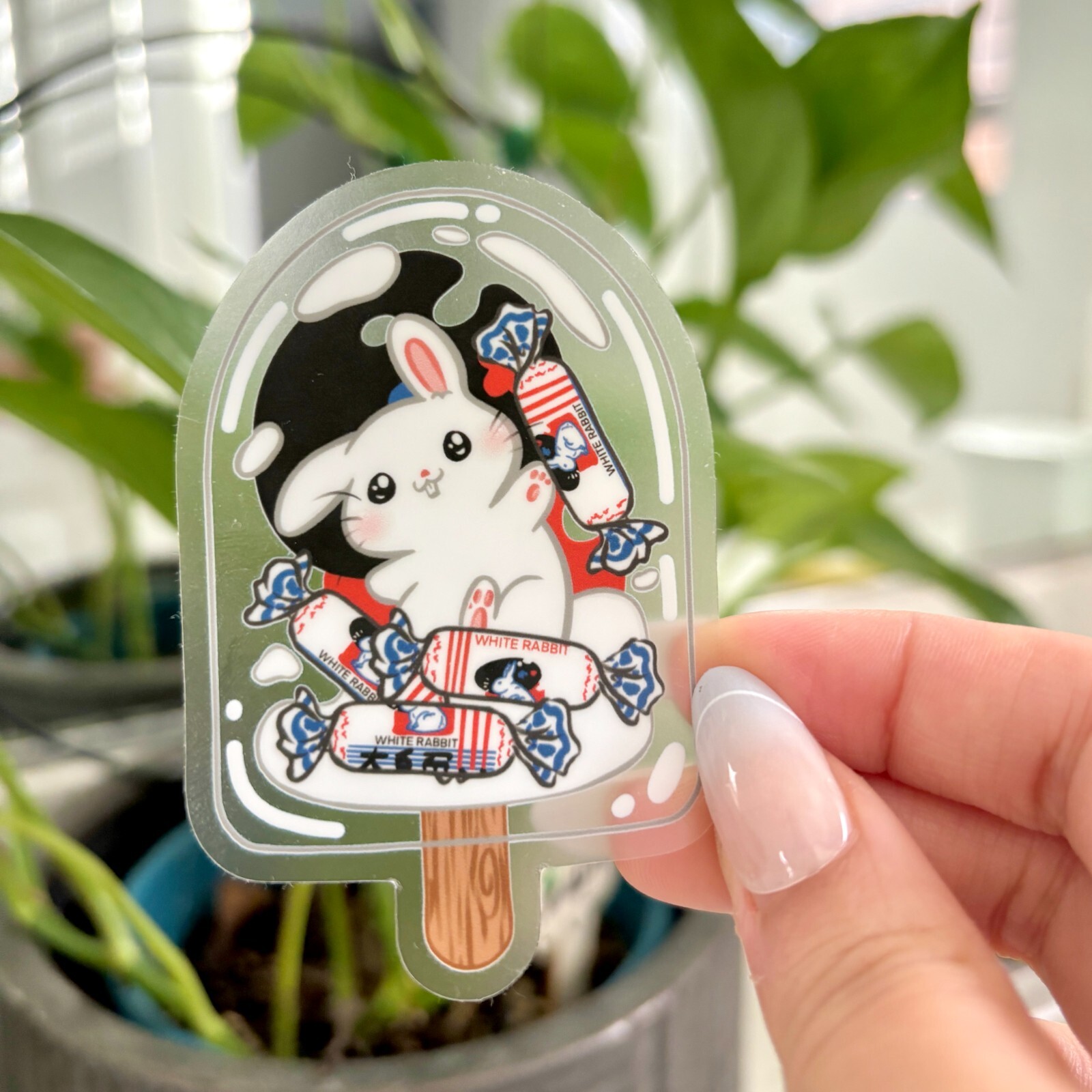 White Rabbit Candy Clear Transparent Die Cut Vinyl Sticker | Asian Snacks