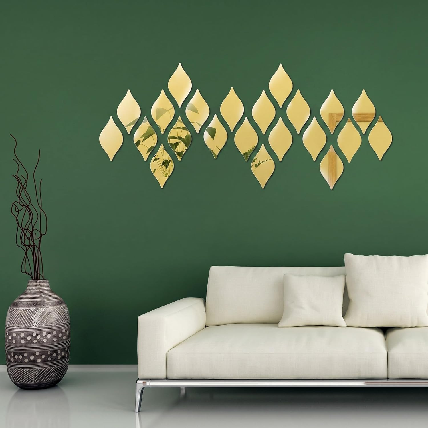 30 Pcs Mirror Wall Stickers Decor Acrylic 3D Tear Drop Decorative Mirrors Sti…