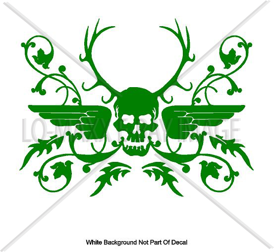 Antler Skull Awesome Ornate Graphic Design Superior Quality Die Cut Vinyl Decal