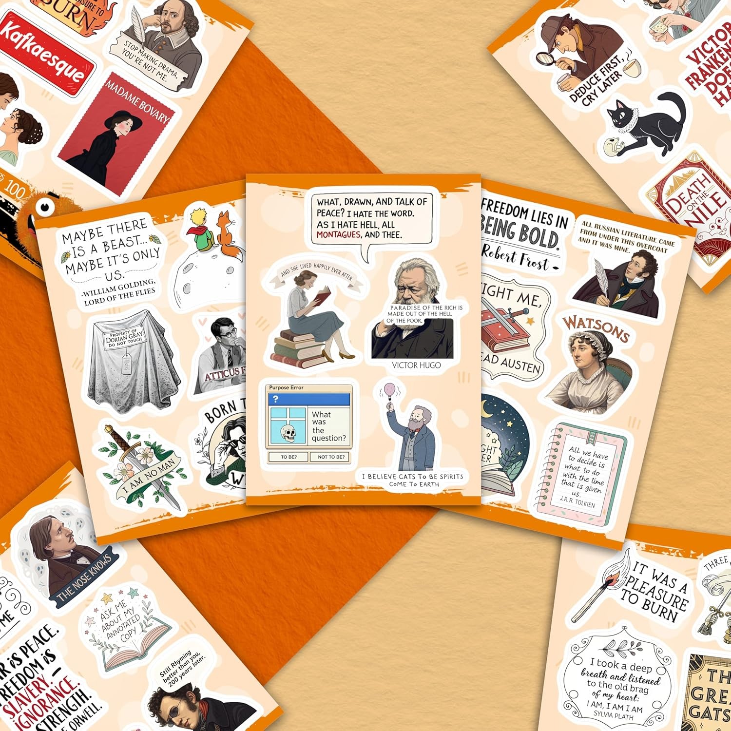 100Pcs Literature Stickers Bulk for Laptop, Water Bottle – Writing, Reading, Poe