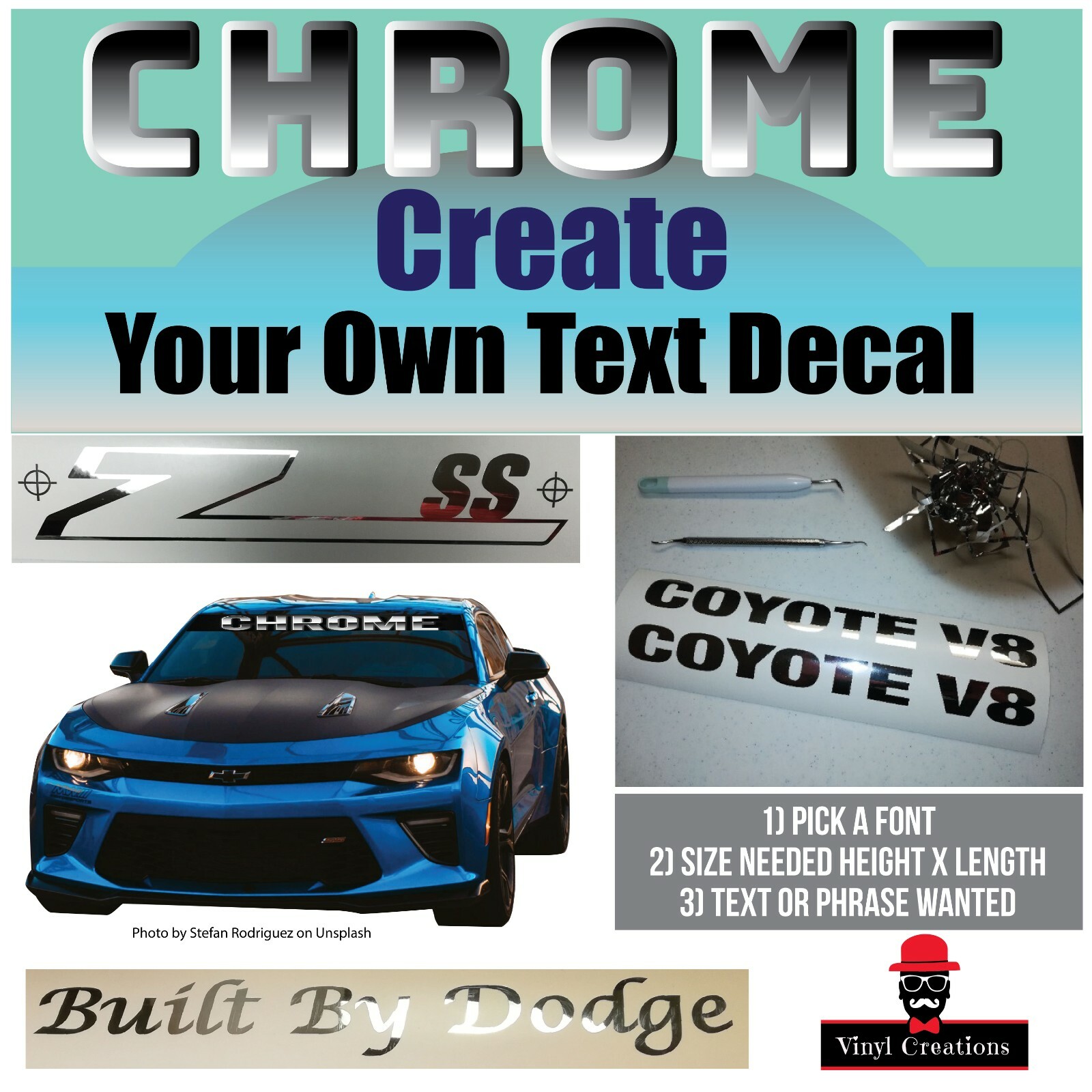 Chrome Vinyl Custom Decals- Car Truck Van