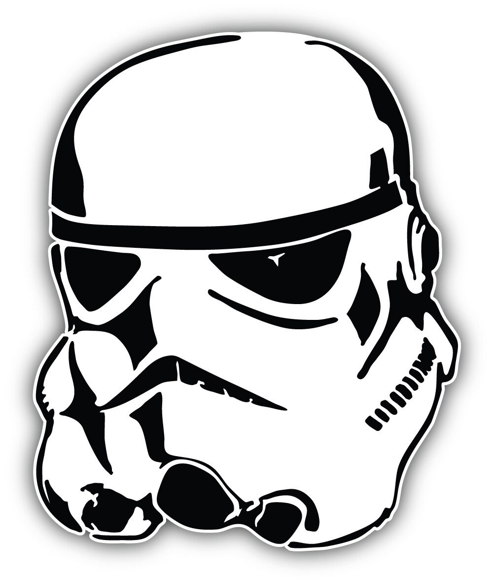 Star Wars Cartoon Stormtrooper Head Sticker Bumper Decal – "SIZES"