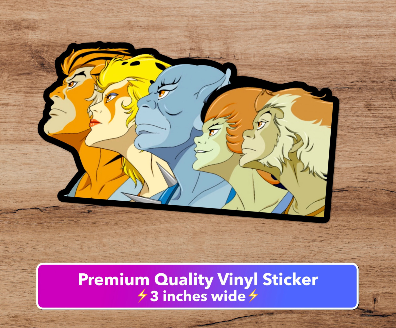 Thundercats Premium Vinyl Sticker 3 inches decal Lion-O, Panthro, Chitara, Kit