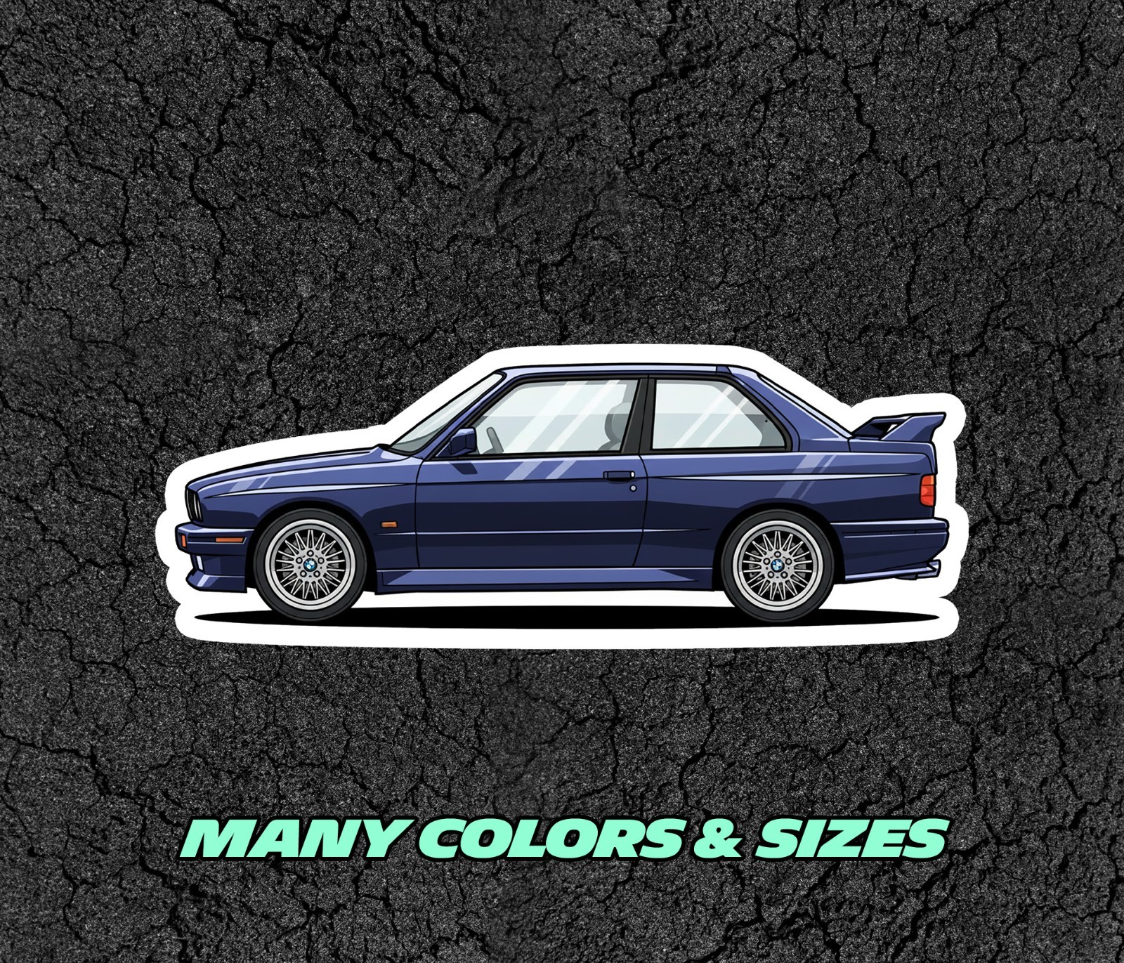 BMW M3 E30 Car Profile Sticker for Laptop, Phone Case, Book, Window, Kids etc.