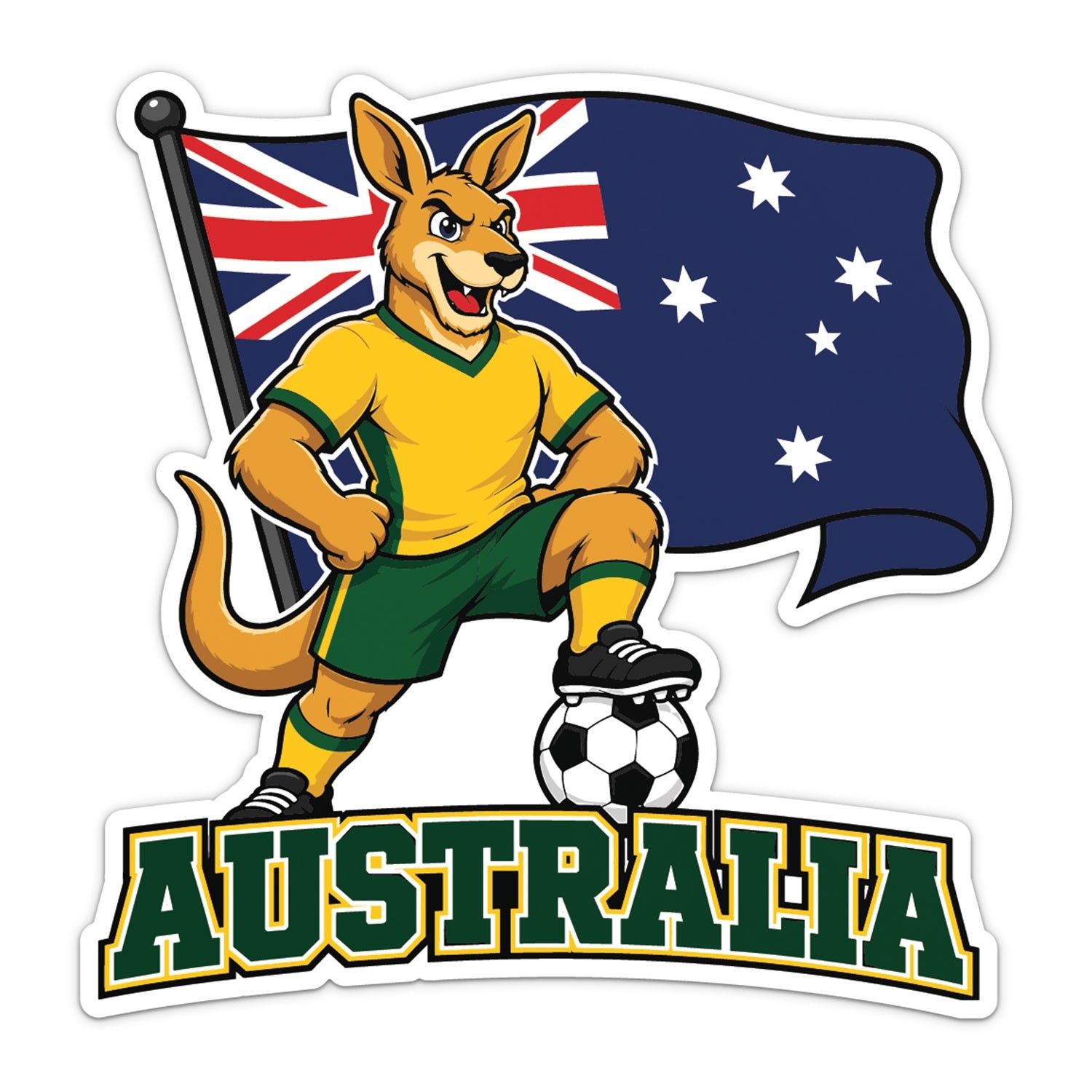 Australia Flag Mascot National Team Soccer Football Sticker Bumper Vinyl Decal