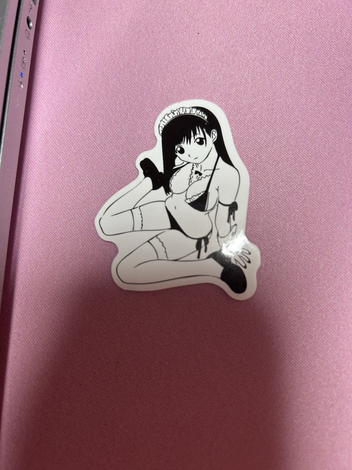 black and white waifu lewd sexy sticker #17