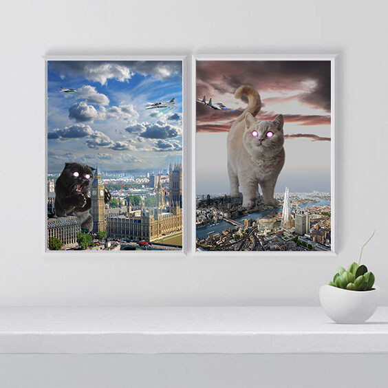CAT ATTACK!!! – wall art – poster – design by an artist – original artwork