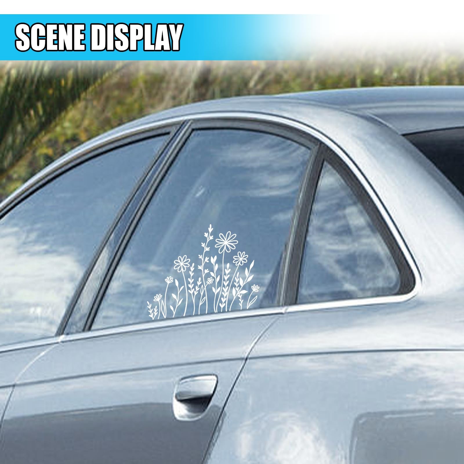 Wildflowers Boho Car Sticker Decal, Waterproof Vinyl Flower Vehicle Window St…
