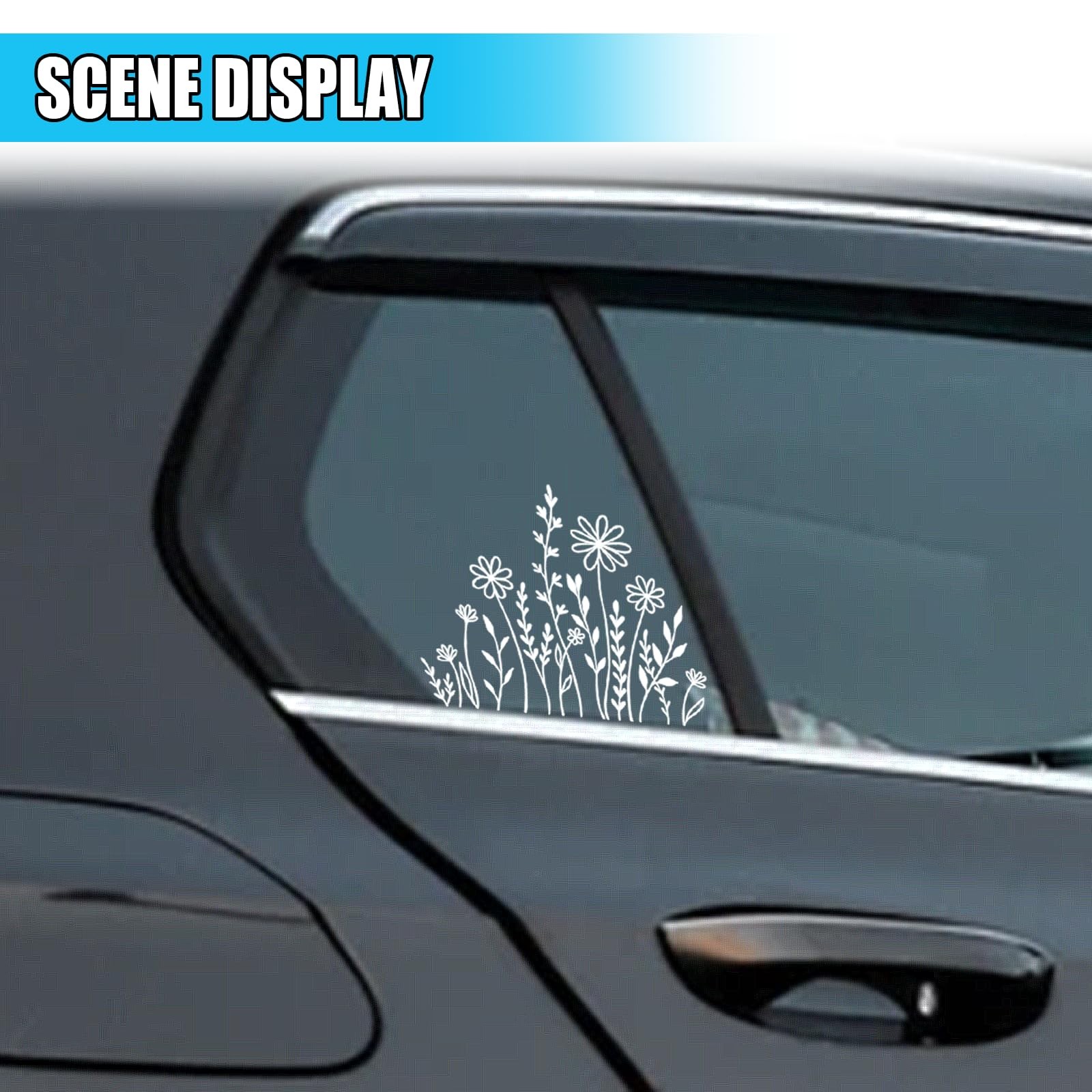 Wildflowers Boho Car Sticker Decal, Waterproof Vinyl Flower Vehicle Window St…